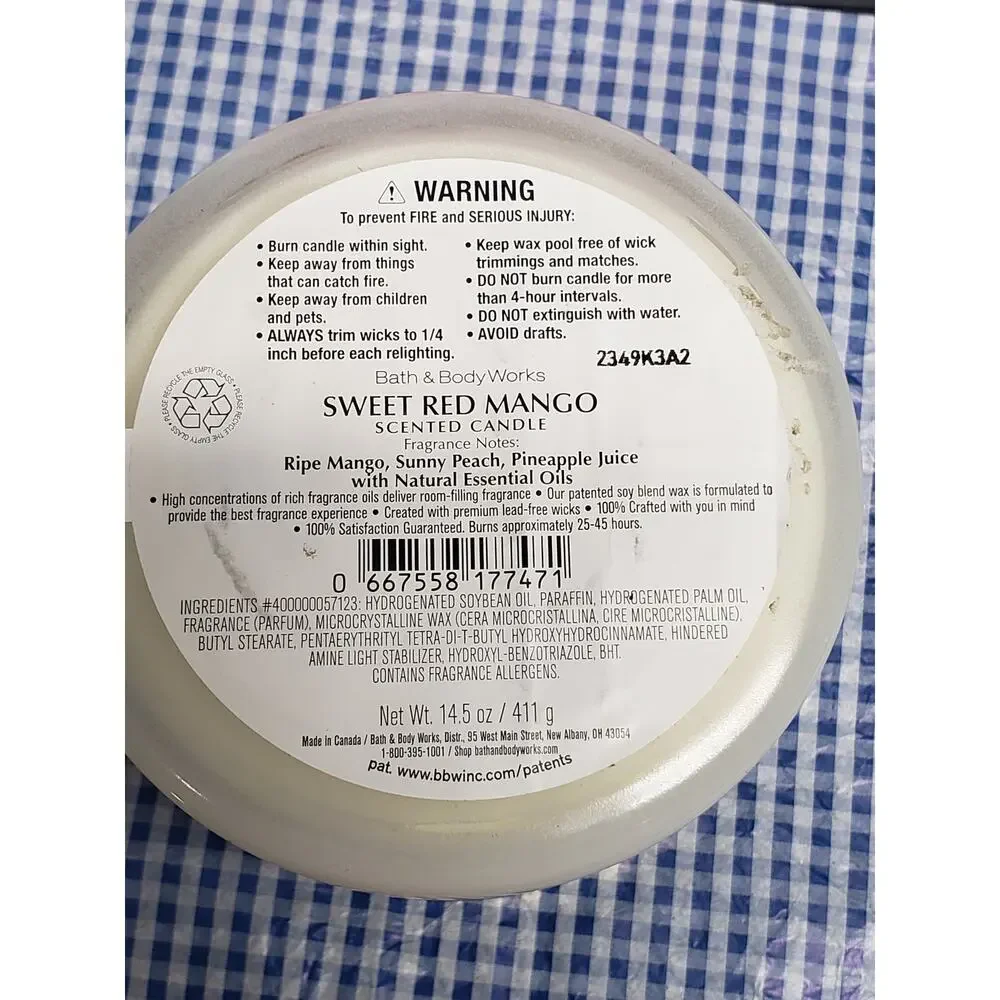 BBW Sweet Red Mango Large 3 Wick Candle Home Fragrance Decor